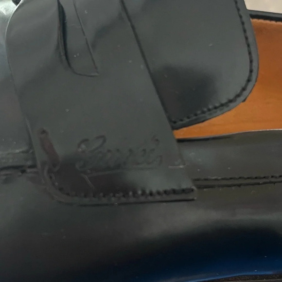 GUCCI Men’s  Black Leather Loafers with Logo, style 181797, size 41.5 / 8 - Picture 8 of 12